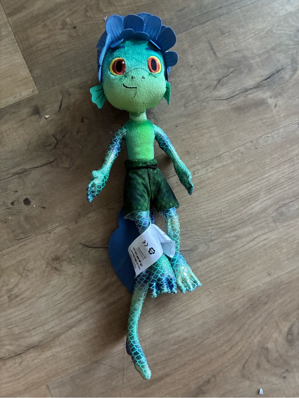 Disney Teal and Blue Luca Plush Doll with Orange Eyes